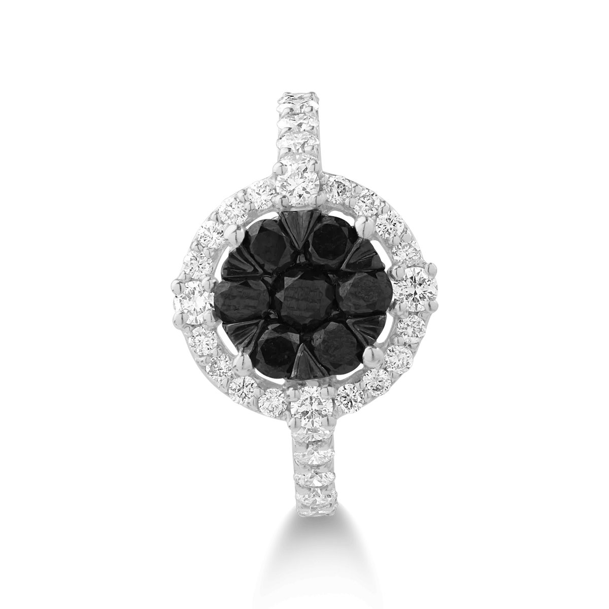 Inel din aur alb de 18K cu diamante negre de 0.522ct si diamante transparente de 0.572ct