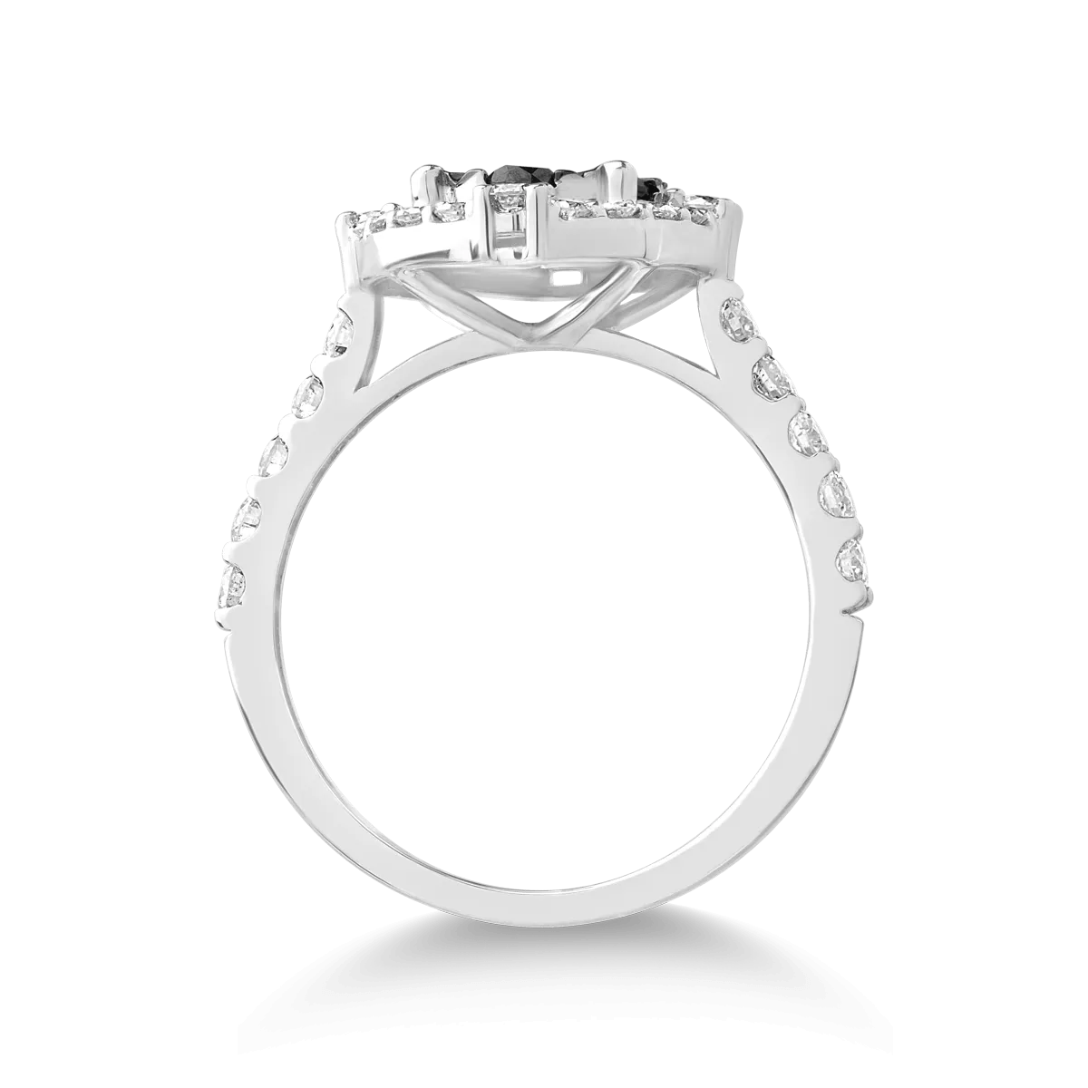 Inel din aur alb cu diamante negre de 0.522ct si diamante transparente de 0.572ct