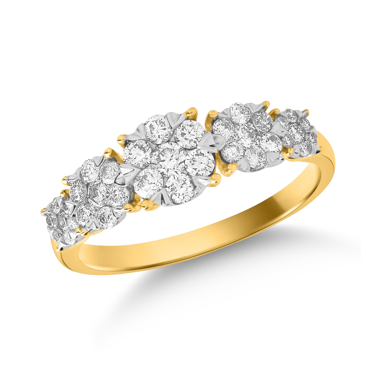 18K sárga arany gyűrű 0.5ct gyémántokkal