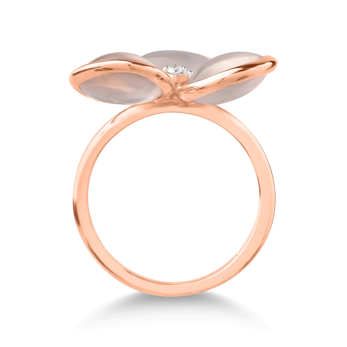 18K rose gold ring with 7.16ct rose quartz and 0.04ct diamonds