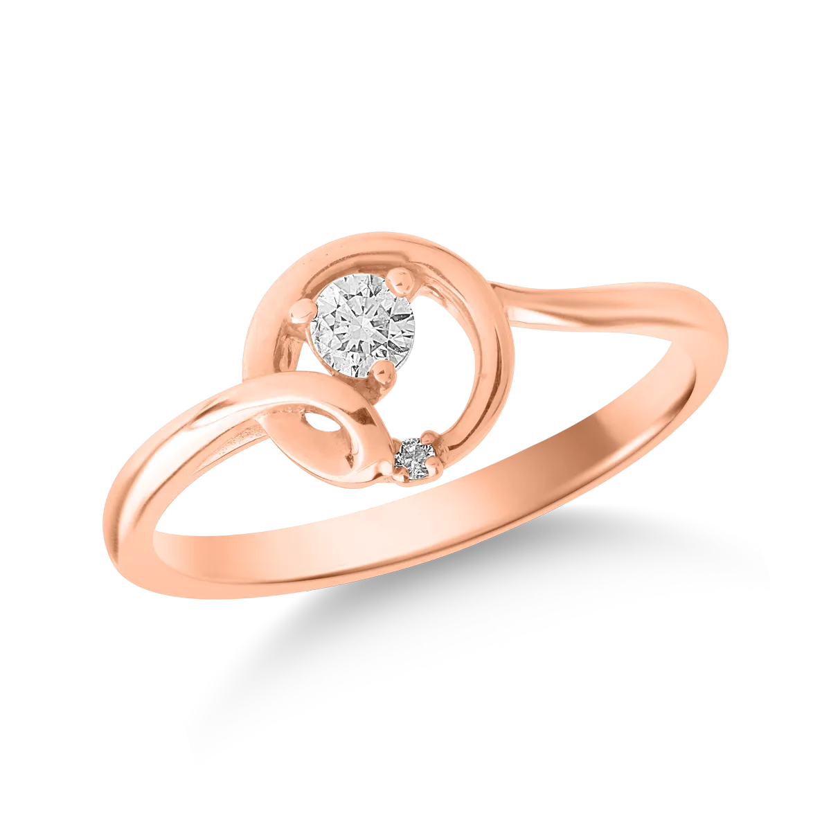 Inel din aur roz de 18K cu diamante de 0.107ct