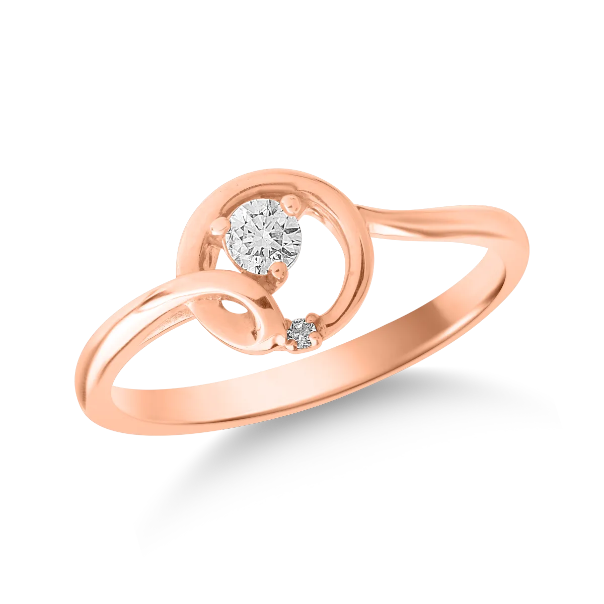 18K rose gold ring with 0.107ct diamonds