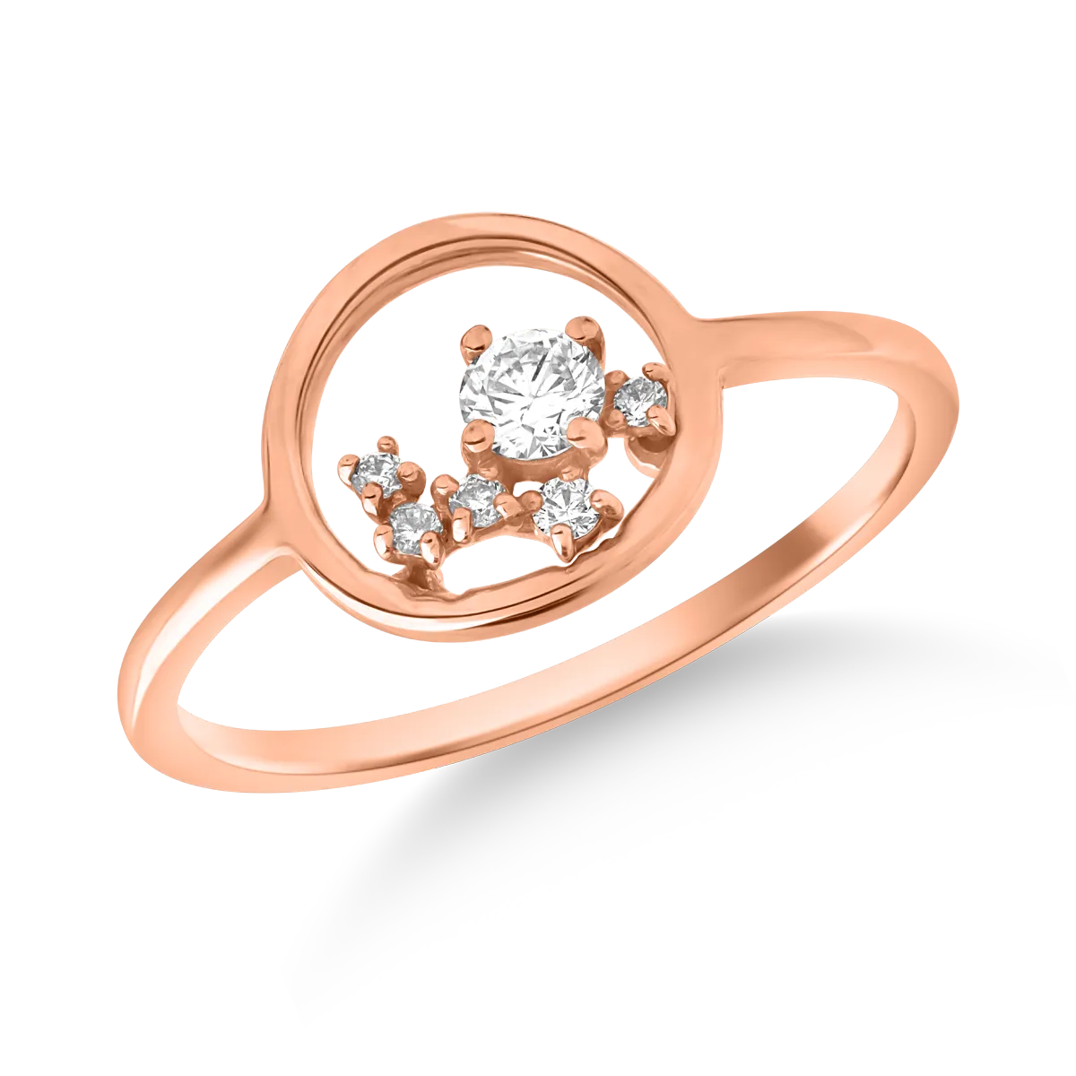 Inel din aur roz de 18K cu diamante de 0.137ct