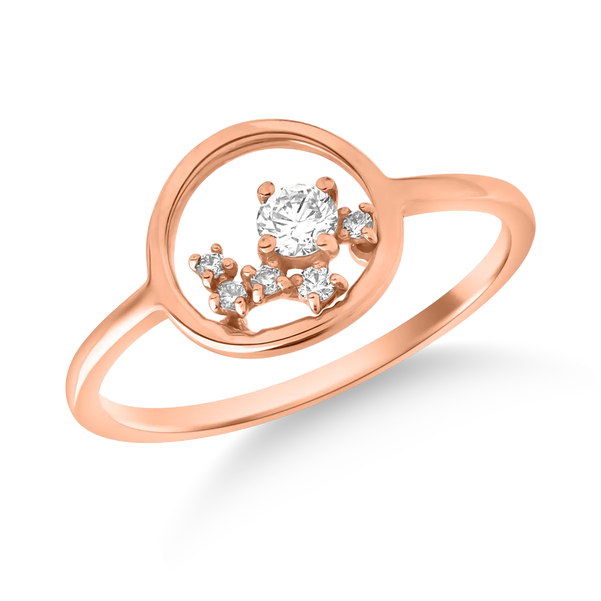 18K rose gold ring with 0.137ct diamonds