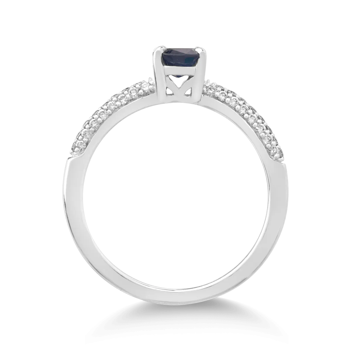 Gyűrű 18K-os fehér aranyból 0.917ct zafírral és 0.212ct gyémánttal