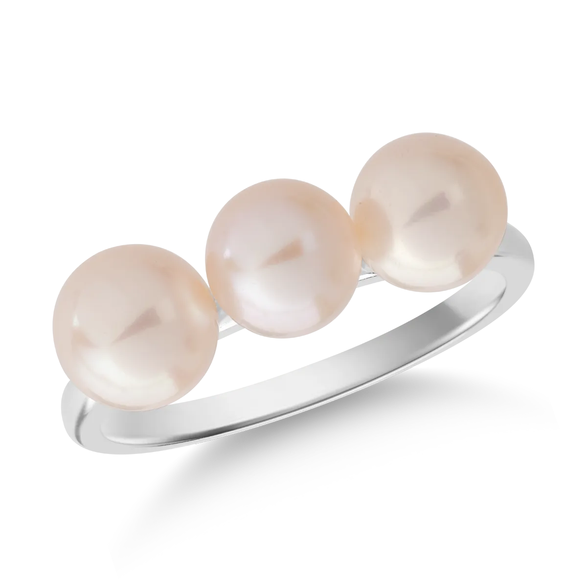 14K white gold ring with 3ct cultured pearls