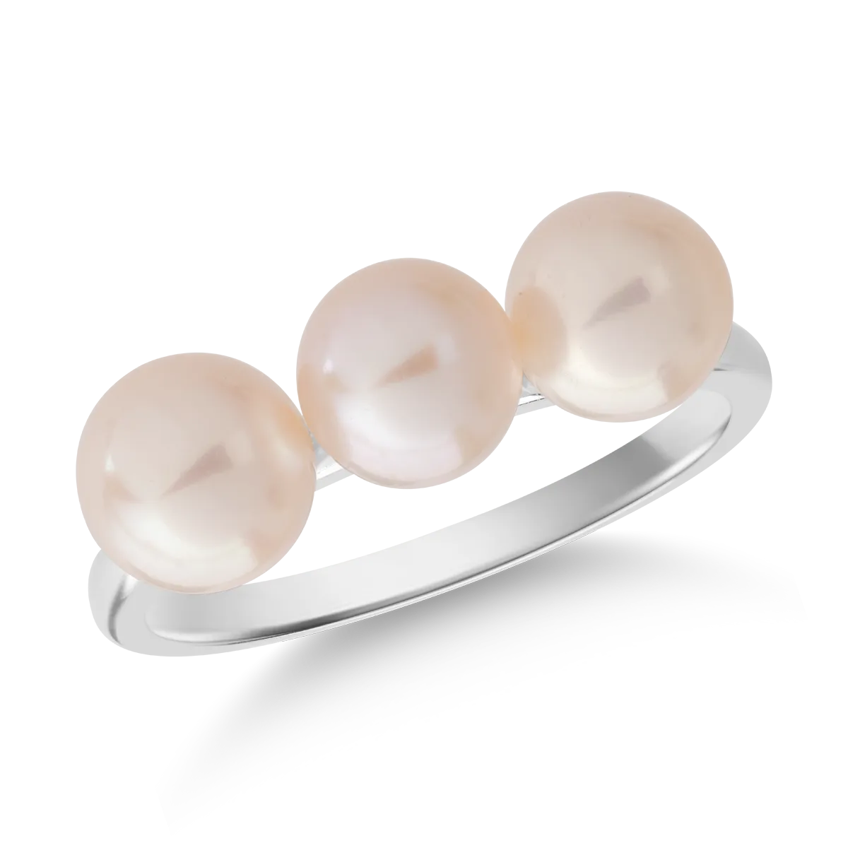 14K white gold ring with 3ct freshwater cultured pearls