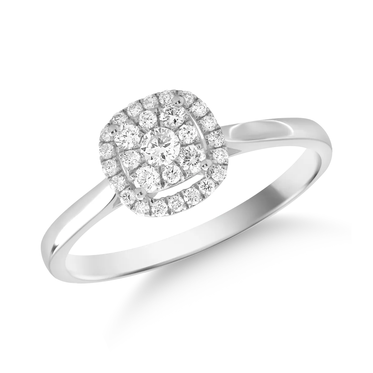 Inel din aur alb cu diamant de 0.07ct si diamante de 0.21ct