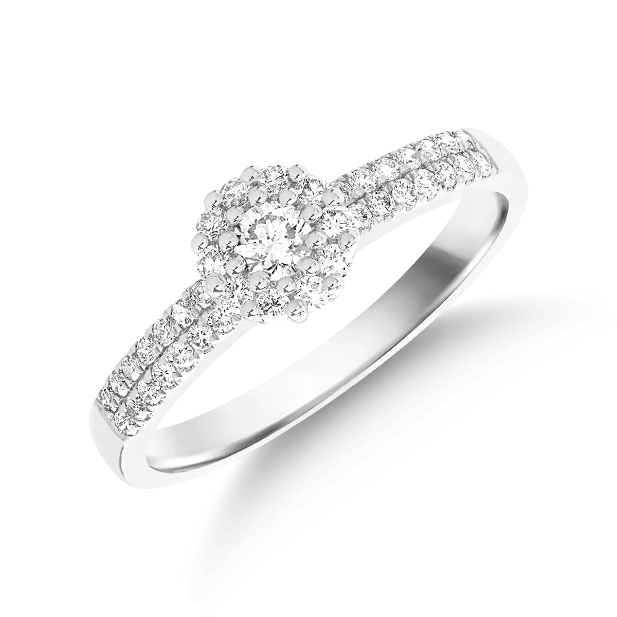 14K white gold ring with 0.09ct diamond and 0.21ct diamonds