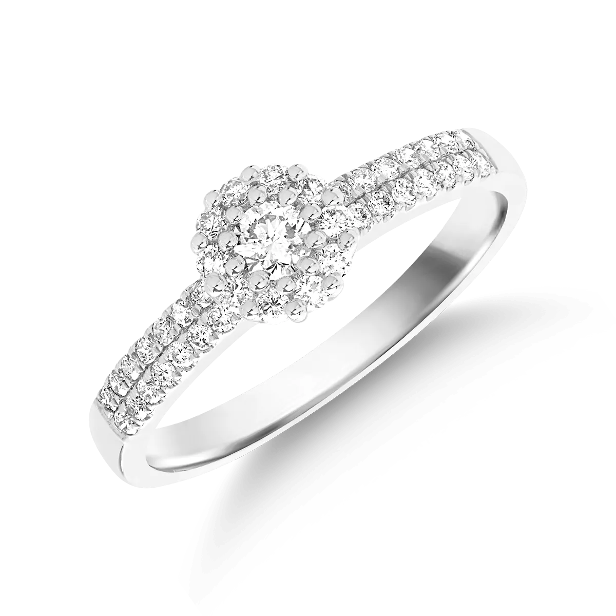 Inel din aur alb cu diamant de 0.09ct si diamante de 0.21ct