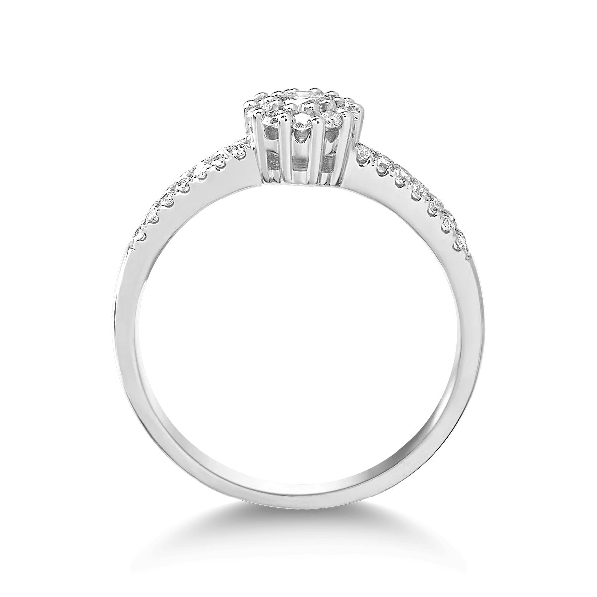 Inel din aur alb cu diamant de 0.09ct si diamante de 0.21ct - imagine 2