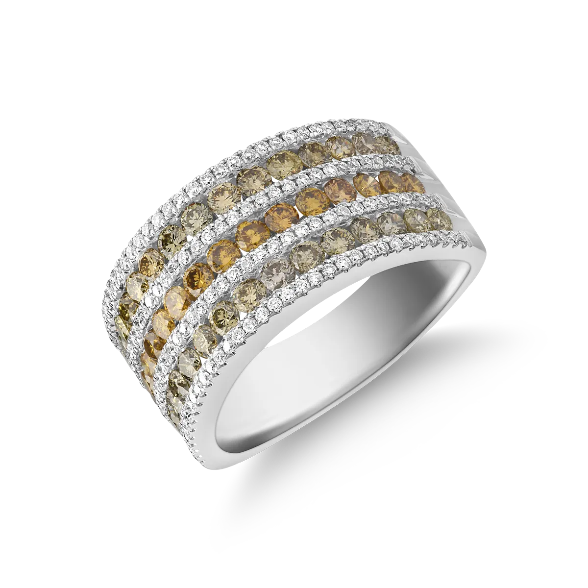 Пръстен от бяло злато с 1.7 карата многоцветни диаманти