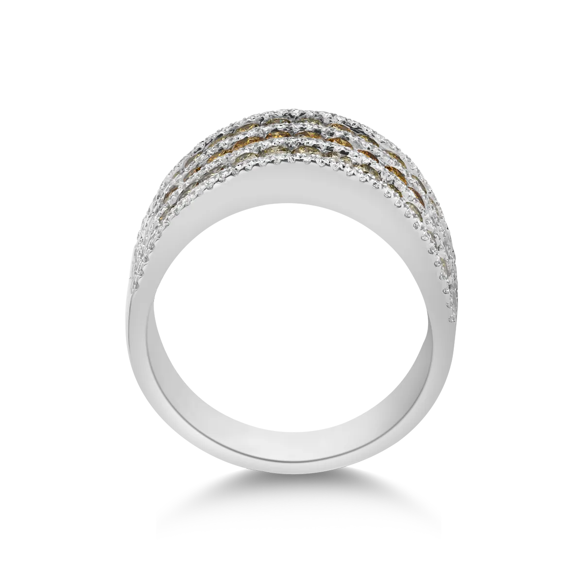 Пръстен от бяло злато с 1.7 карата многоцветни диаманти