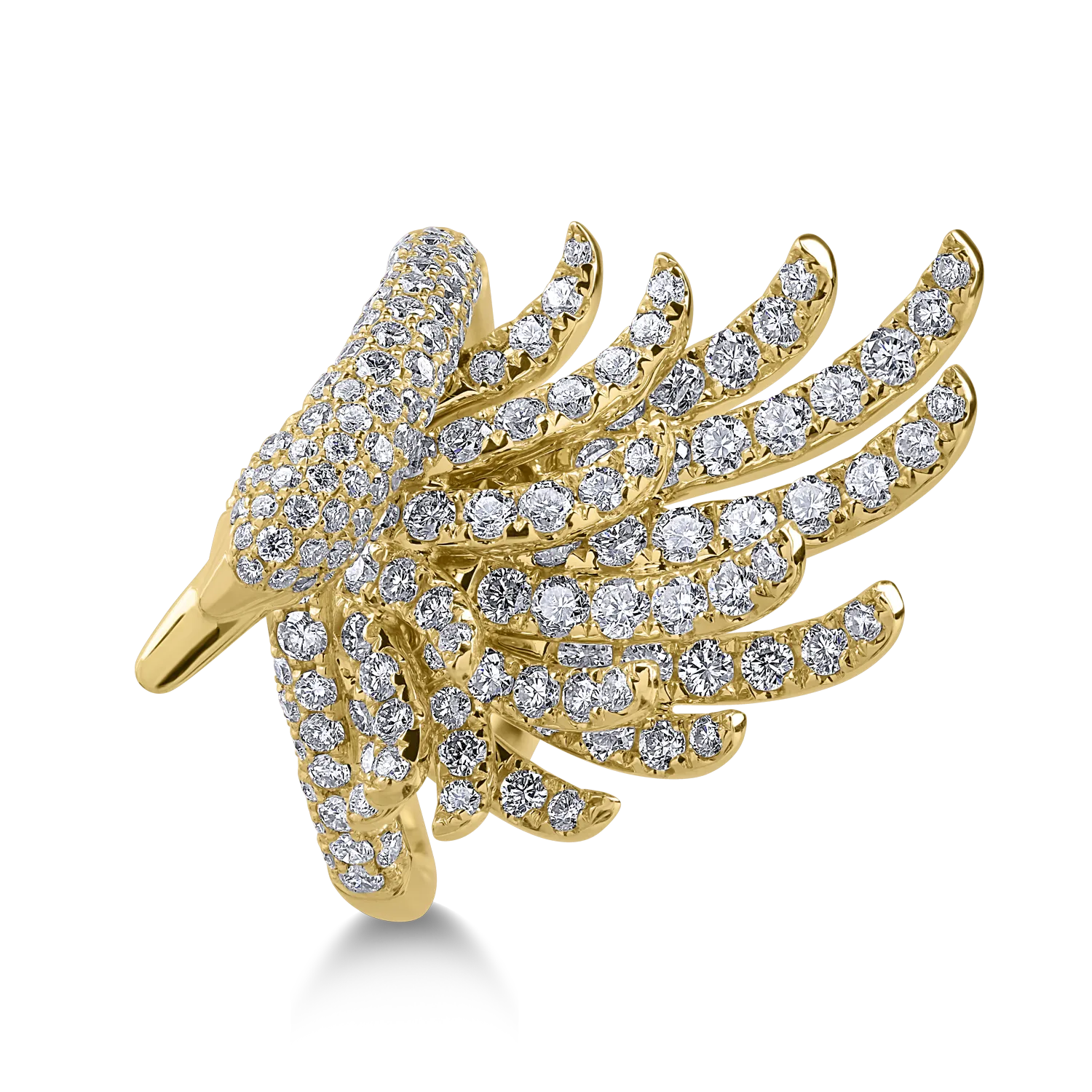 Inel din aur galben cu diamante incolore de 1.8ct si diamante galbene de 0.01ct - imagine 2
