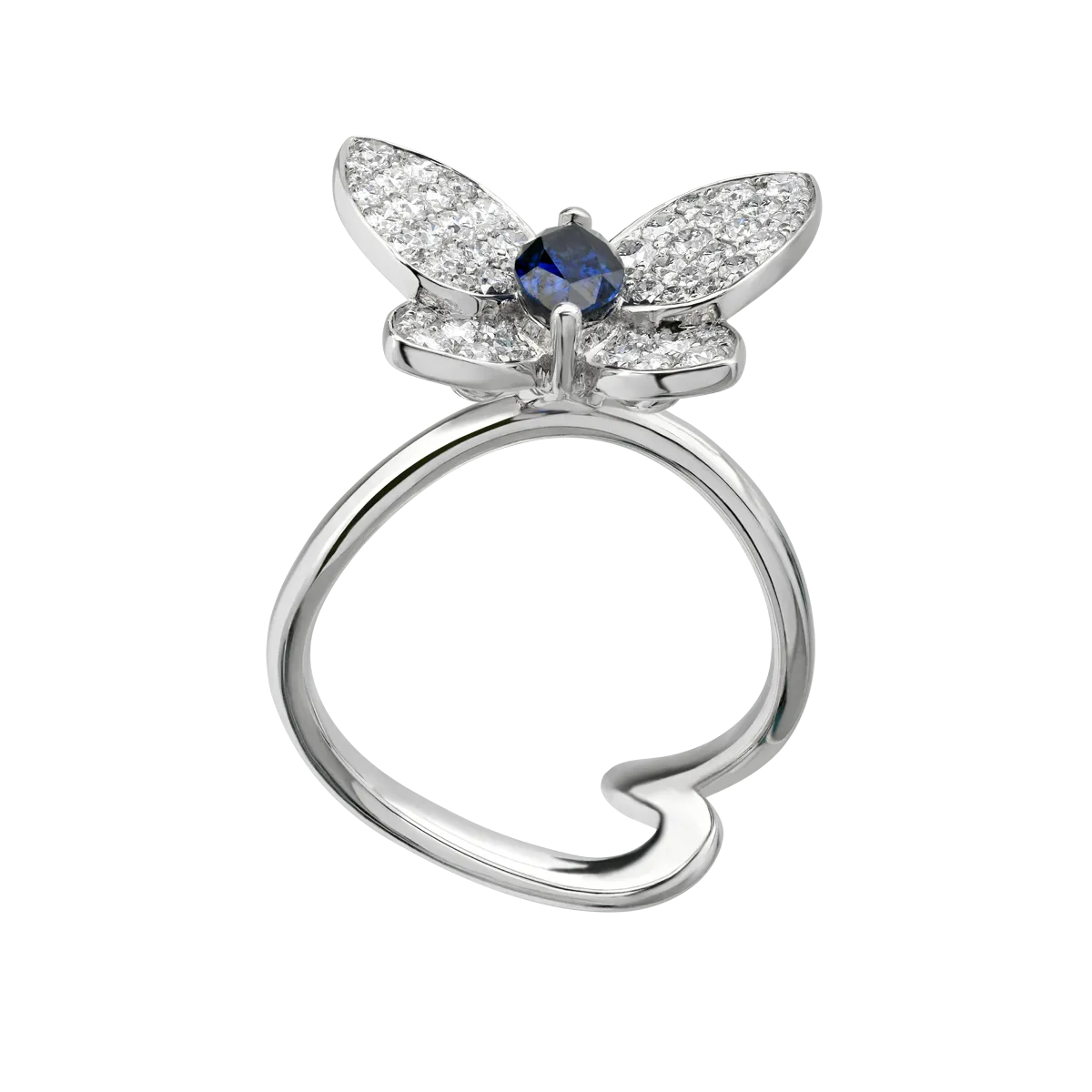 Inel din aur alb cu safir pear de 0.97ct si diamante de 0.83ct