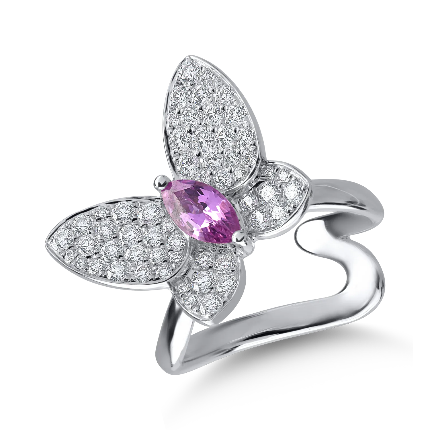 Teilor Inel din aur alb cu safir roz de 0.5ct si diamante de 0.81ct