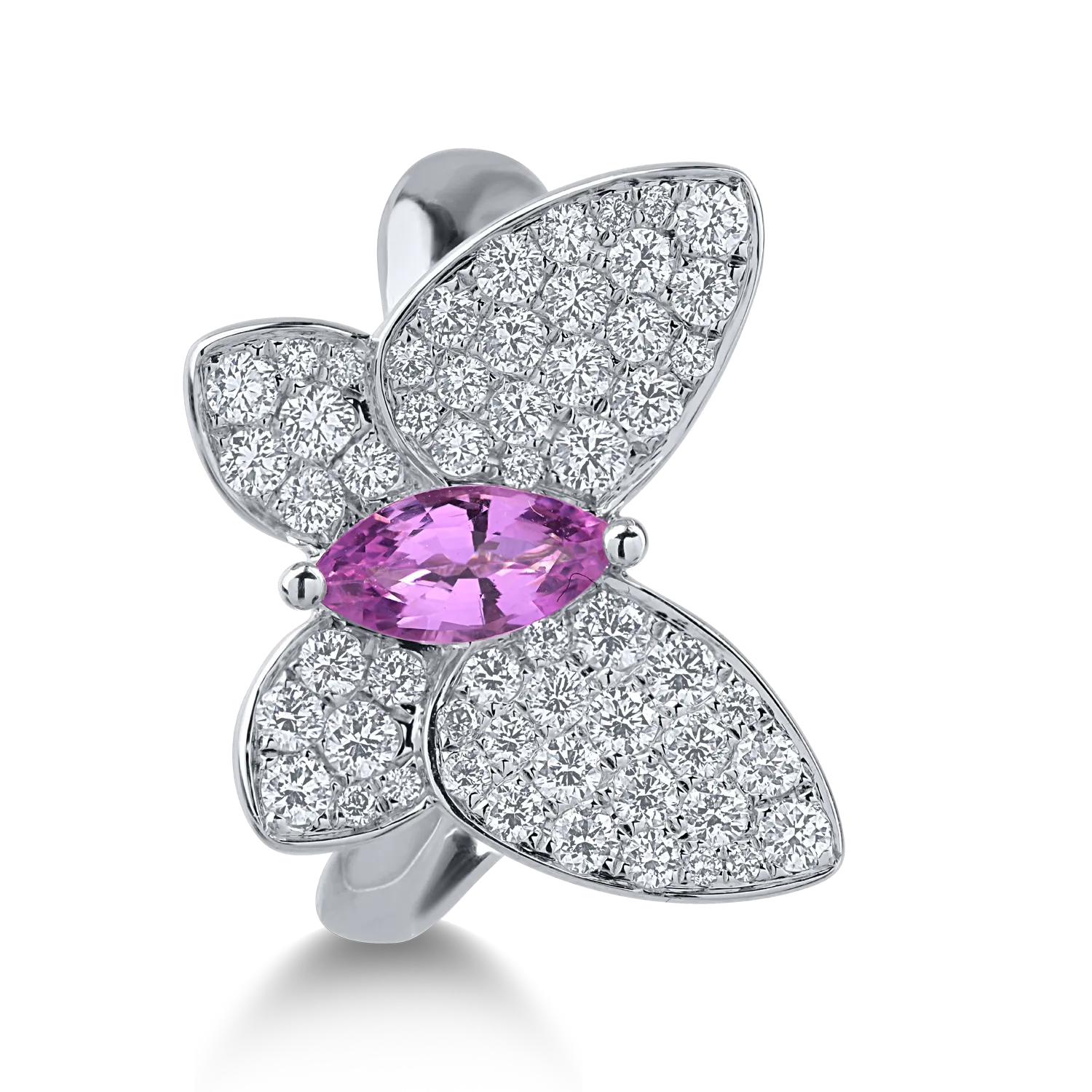 Пръстен от бяло злато с 0.5ct розов сапфир и 0.81ct диаманти