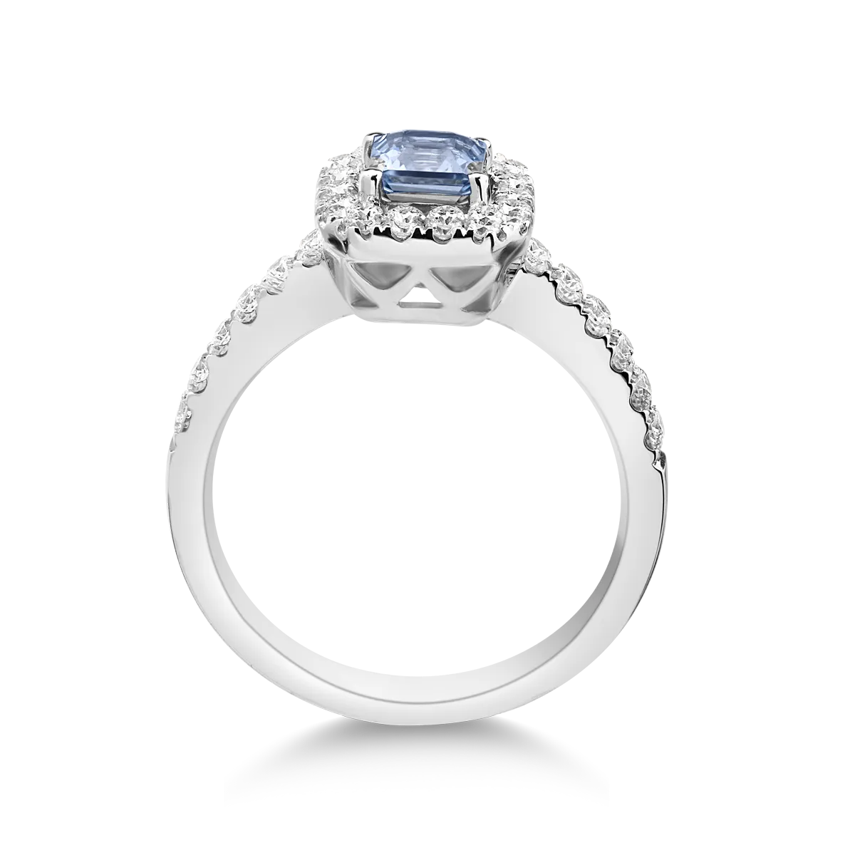 18K fehérarany gyűrű 0.61ct zafírral és 0.39ct gyémánttal