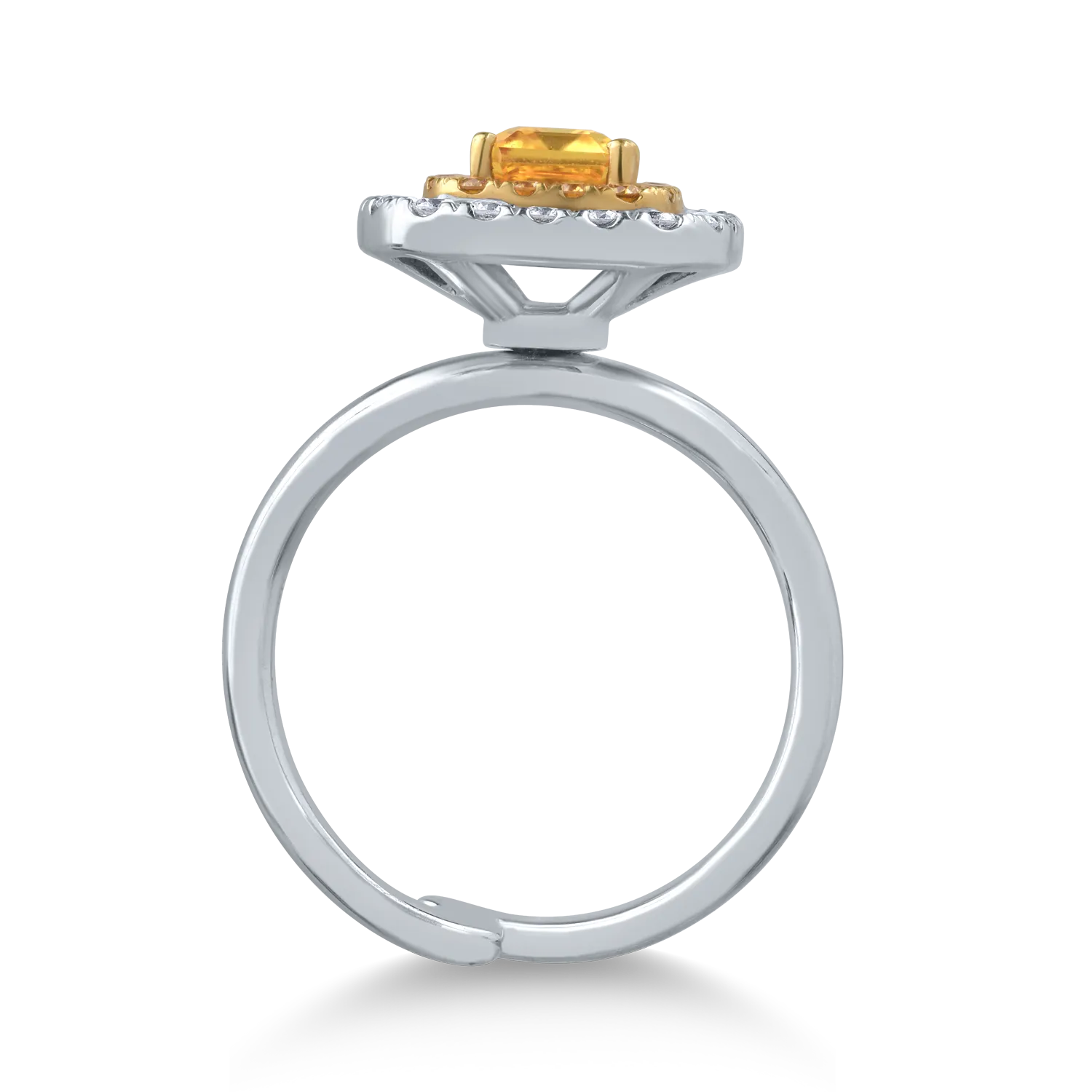 18K fehérarany gyűrű 1.4ct sárga zafírral és 0.54ct gyémántokkal