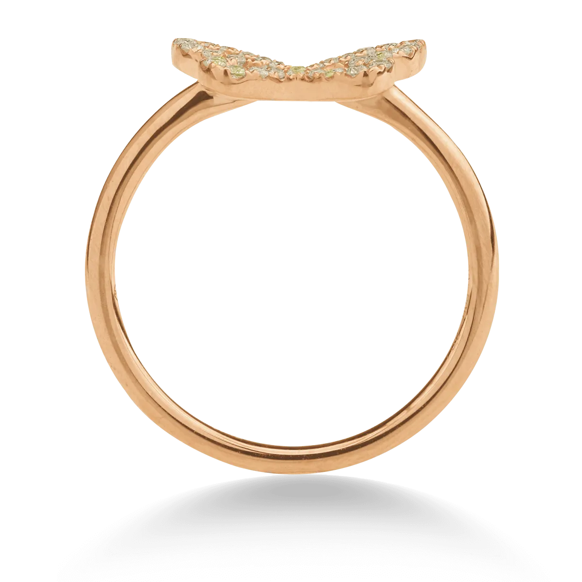 18K rose gold butterfly ring with 0.146ct diamonds