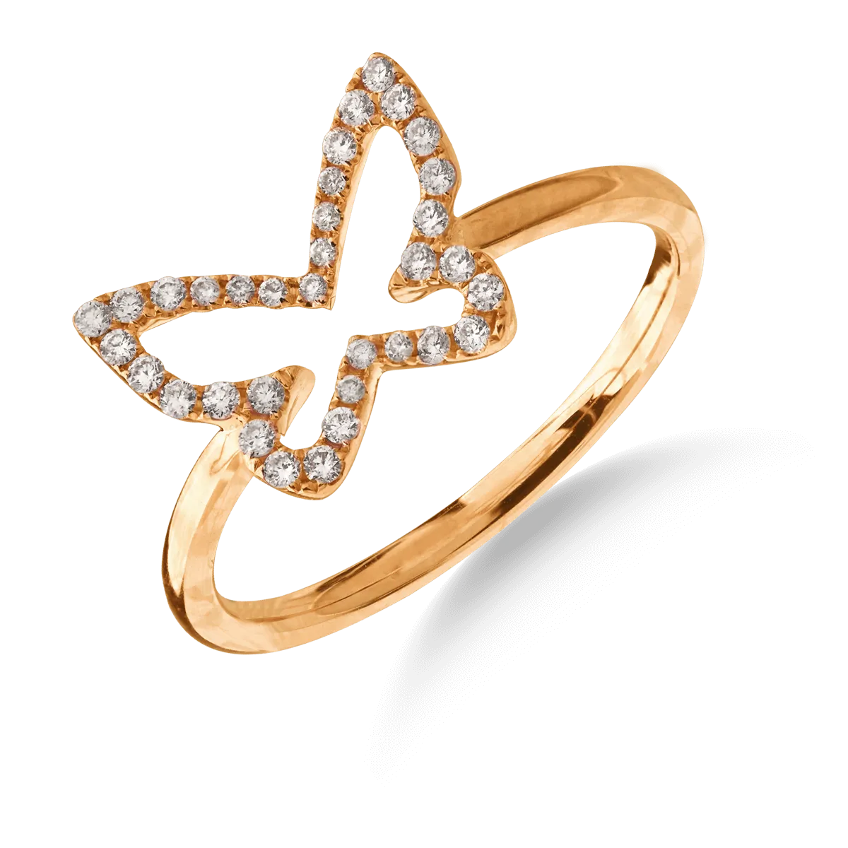 Teilor Inel fluture din aur roz cu diamante de 0.146ct