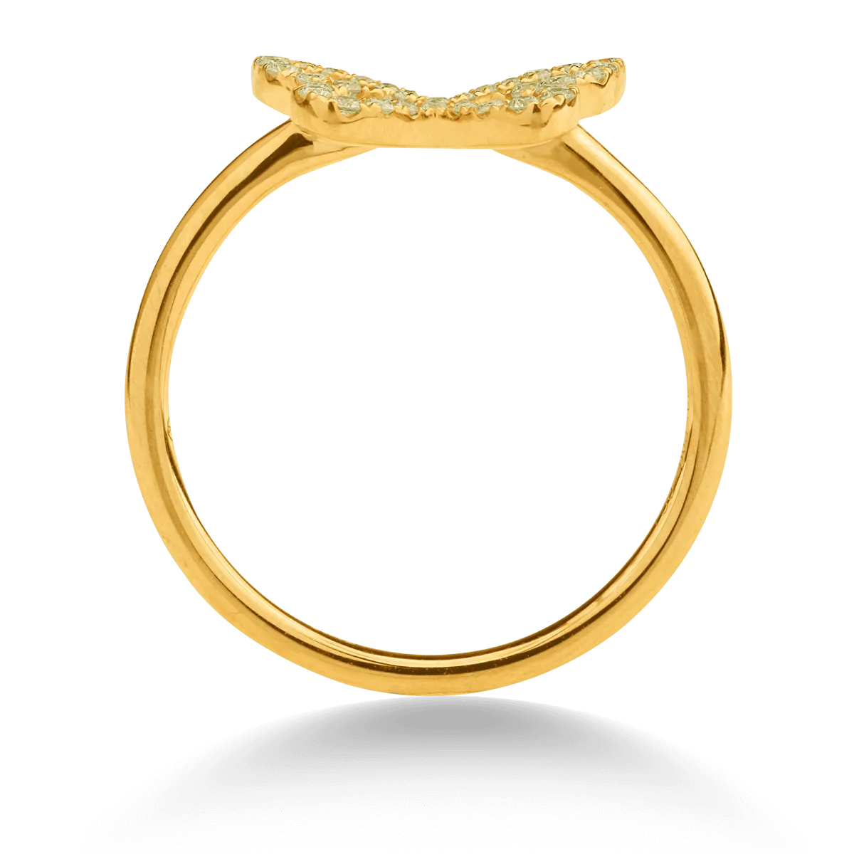 18K yellow gold butterfly ring with 0.146ct diamonds