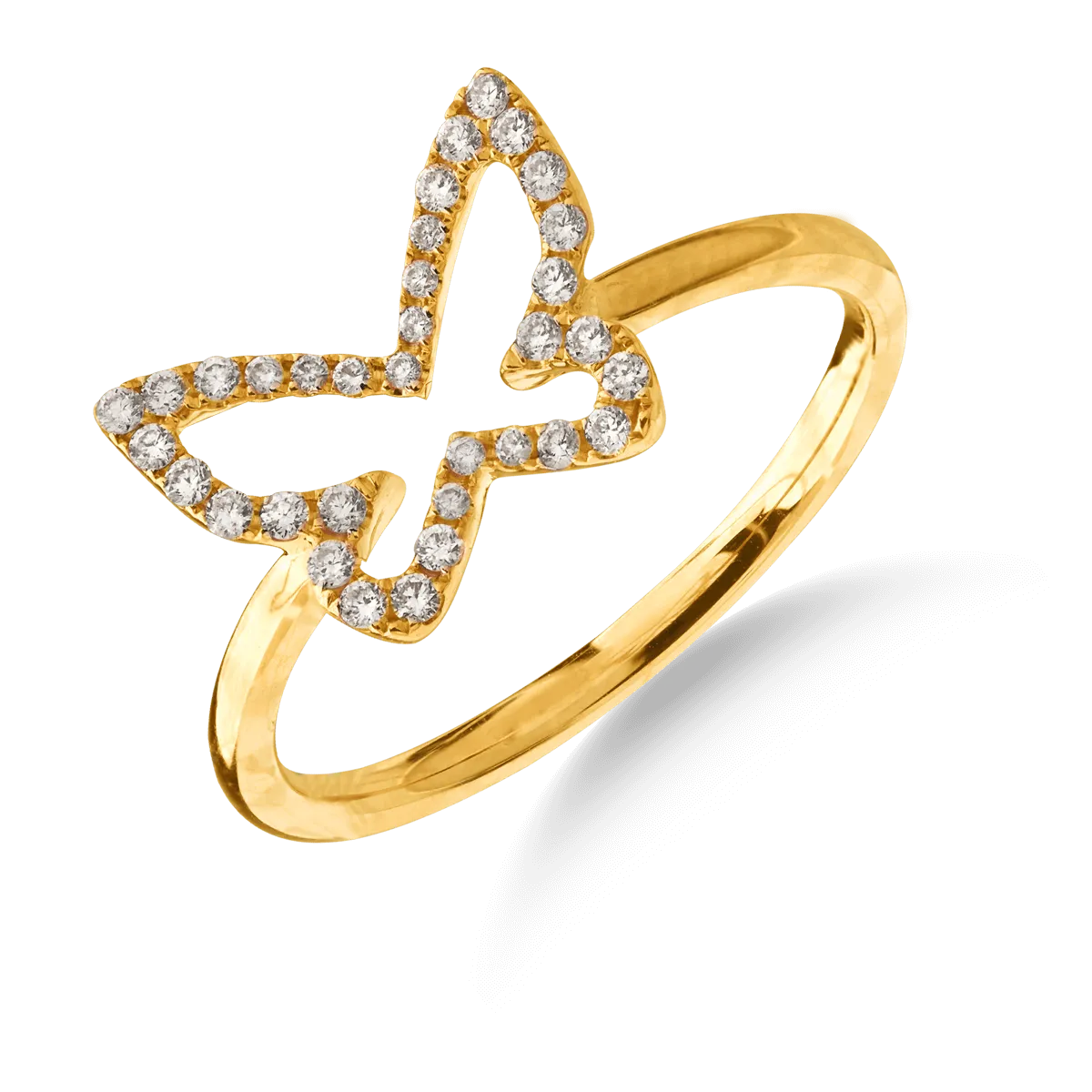 Teilor Inel fluture din aur galben cu diamante de 0.146ct