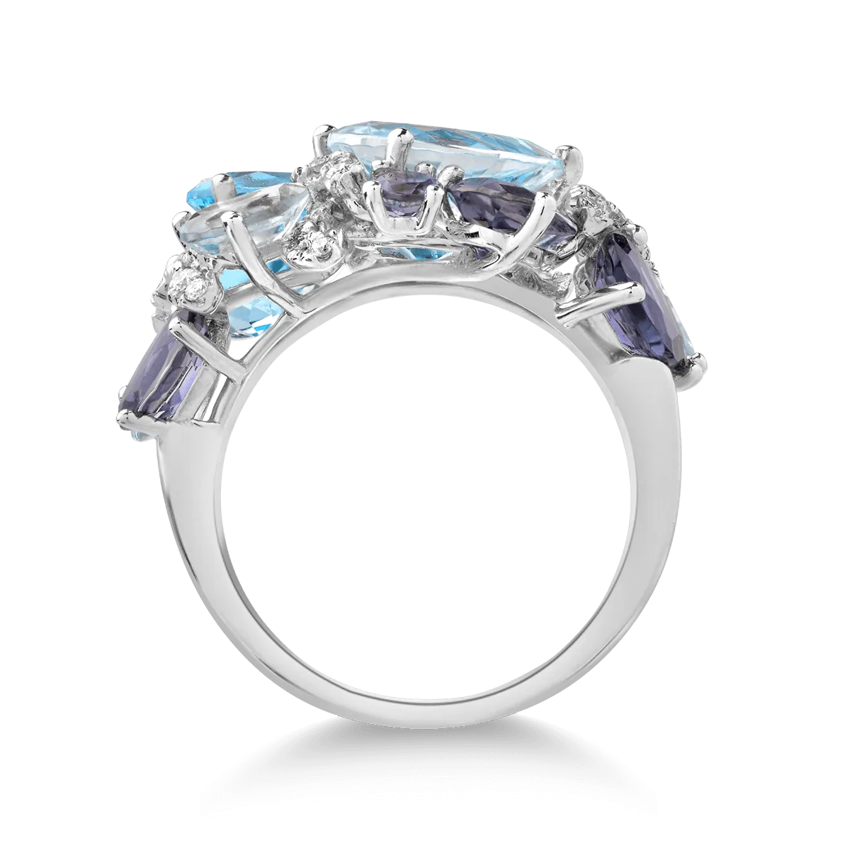 18K white gold ring with 9.5ct precious and semiprecious stones