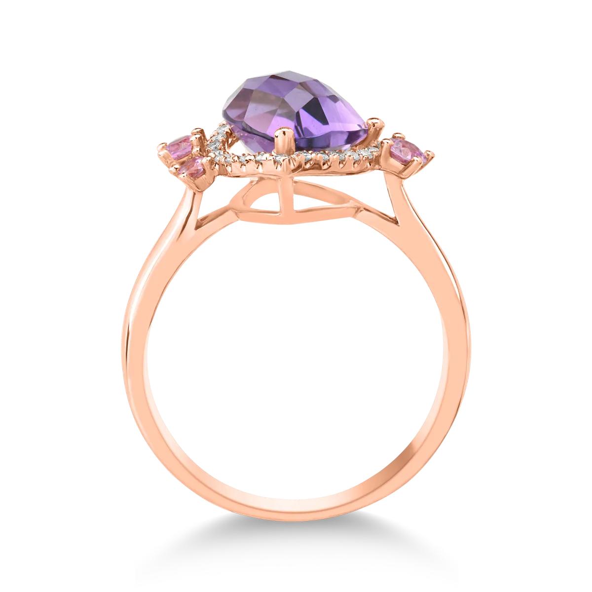 Inel din aur roz cu pietre pretioase si semipretioase de 3.41ct