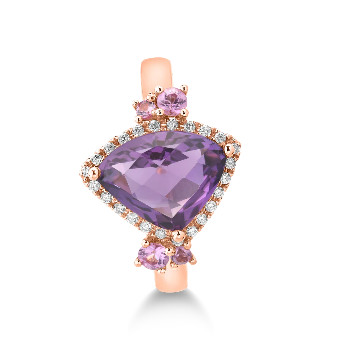 Inel din aur roz cu pietre pretioase si semipretioase de 3.41ct