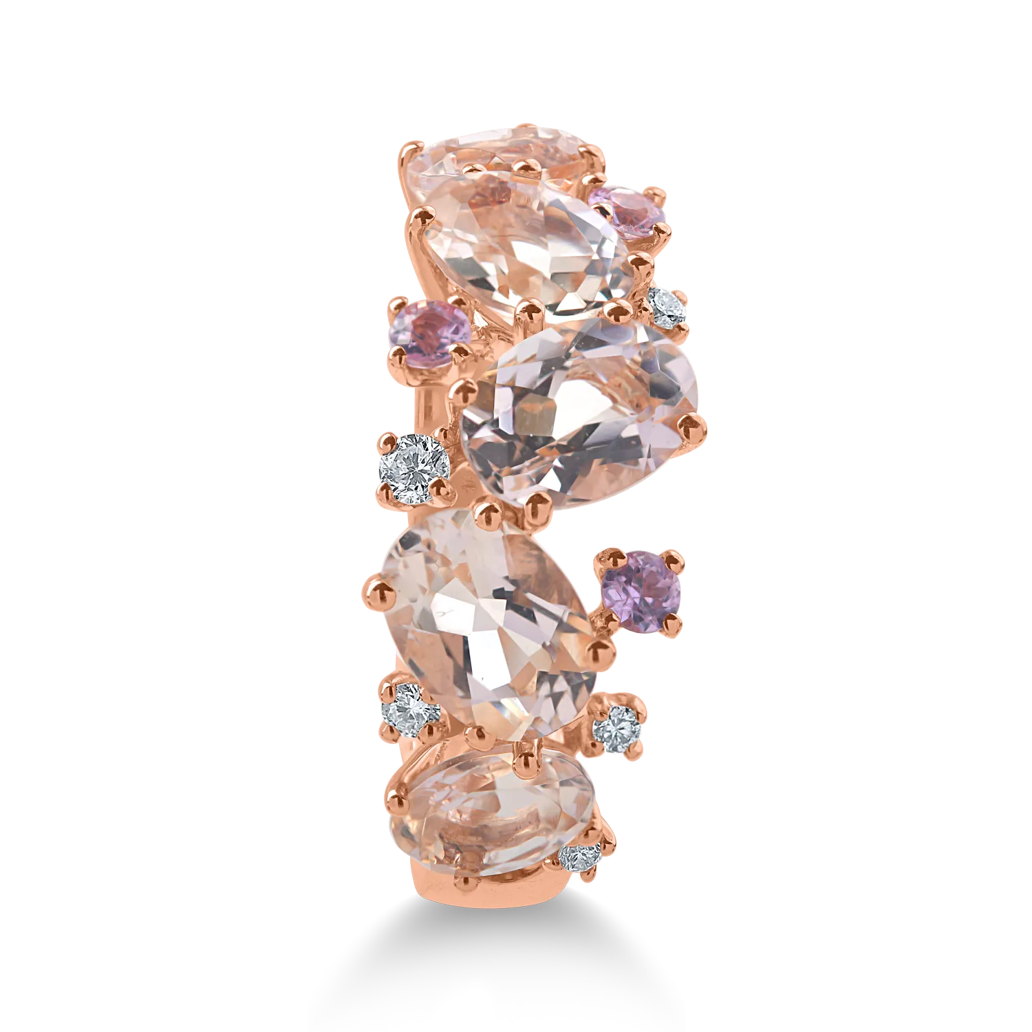 Rose gold ring with precious and semi-precious stones 3.1ct