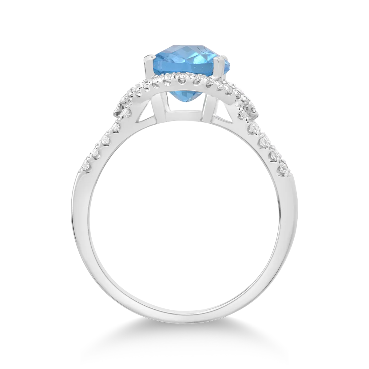 18K fehérarany gyűrű 3ct kék topázzal és 0.38ct gyémántokkal