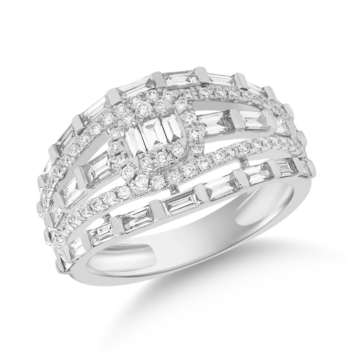 18 k fehér arany gyűrű 1,02ct gyémántokkal