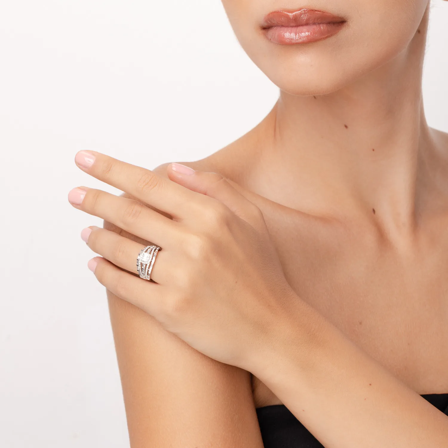 18 k fehér arany gyűrű gyémántokkal 0.98ct