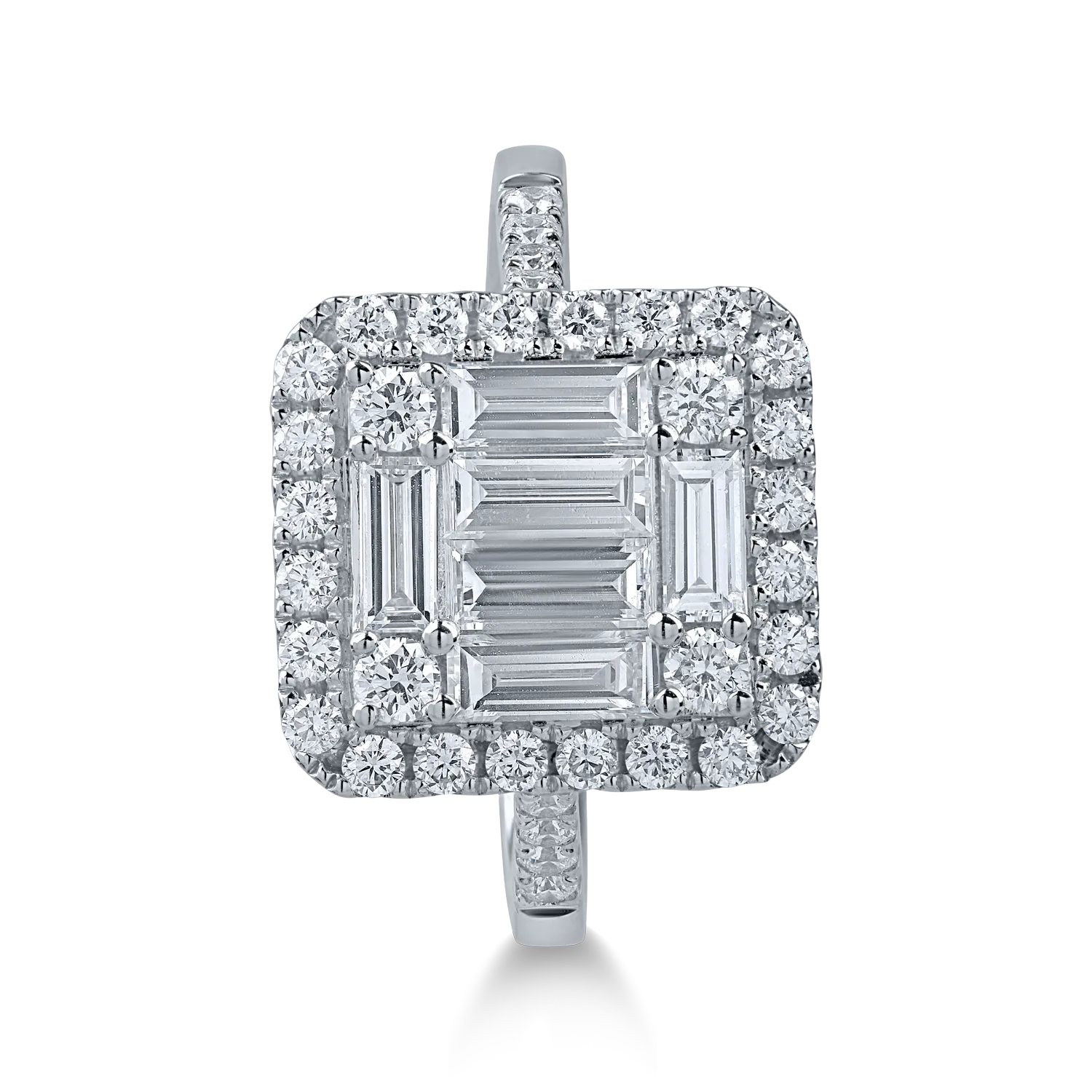 Пръстен от бяло злато 18K с диаманти 1.19ct