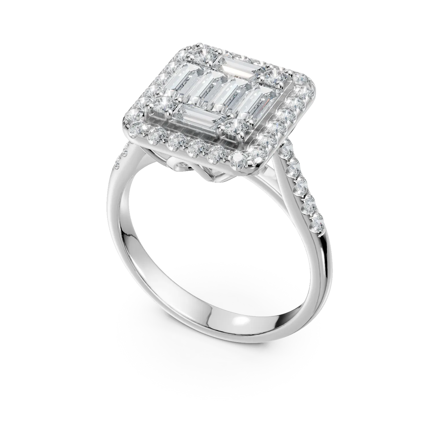 Пръстен от бяло злато 18K с диаманти 1.19ct