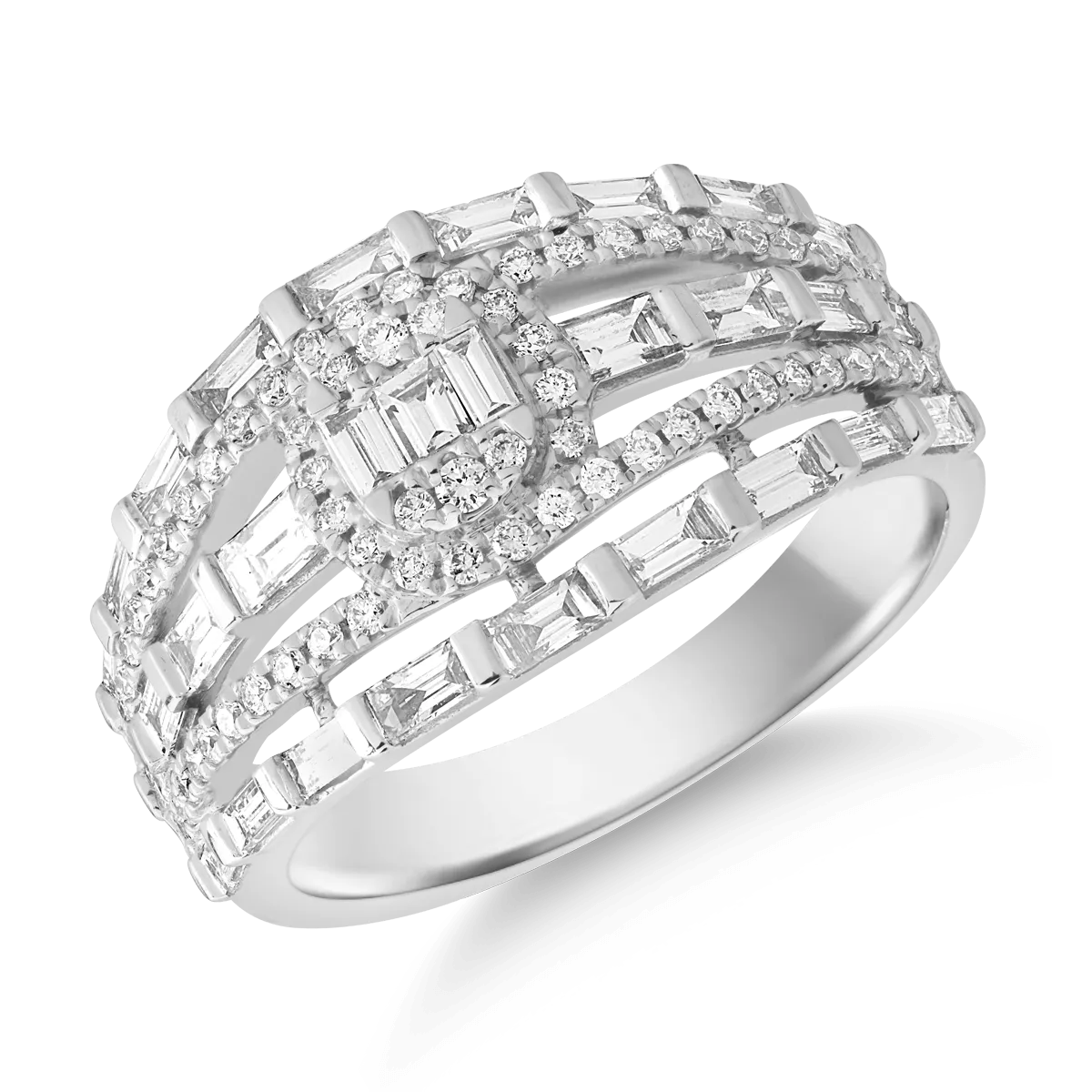 18 karátos fehérarany gyűrű 1.04 karátos gyémántokkal