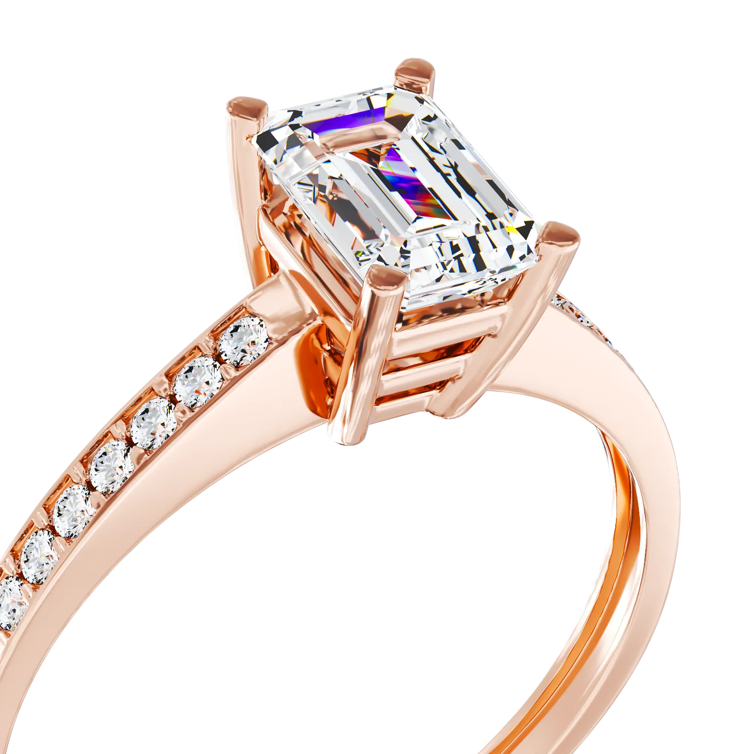 Inel de logodna din aur roz de 14K