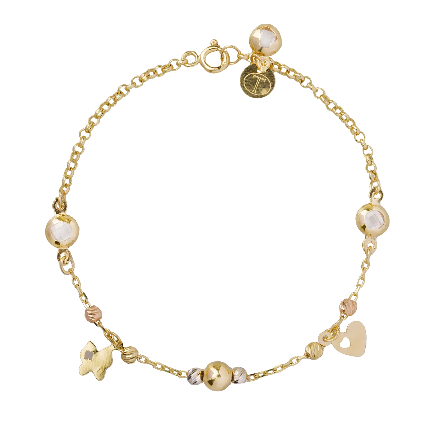 14K yellow gold charms bracelet