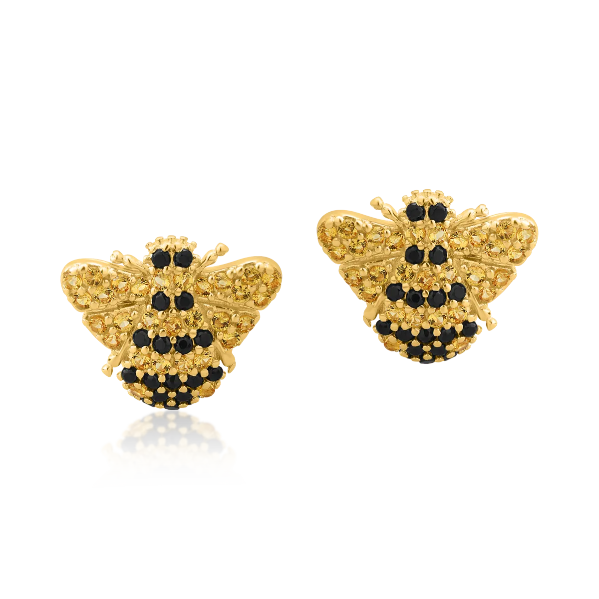 14K yellow gold bee earrings