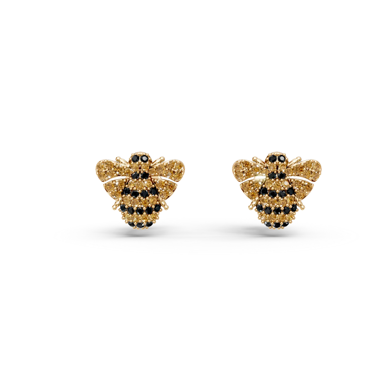 14K yellow gold bee earrings