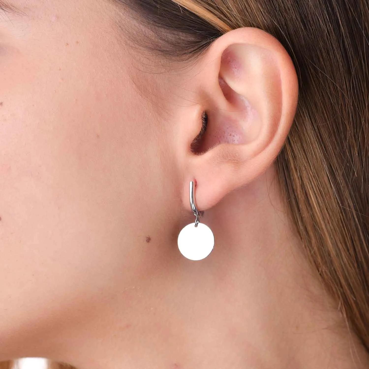 Cercei cu banuti din aur alb