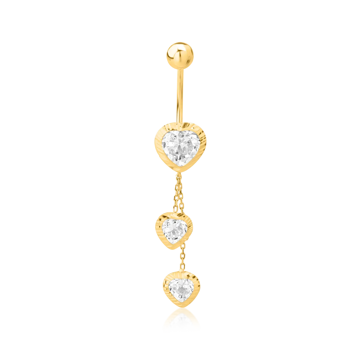Cercel piercing pentru buric din aur galben de 14K