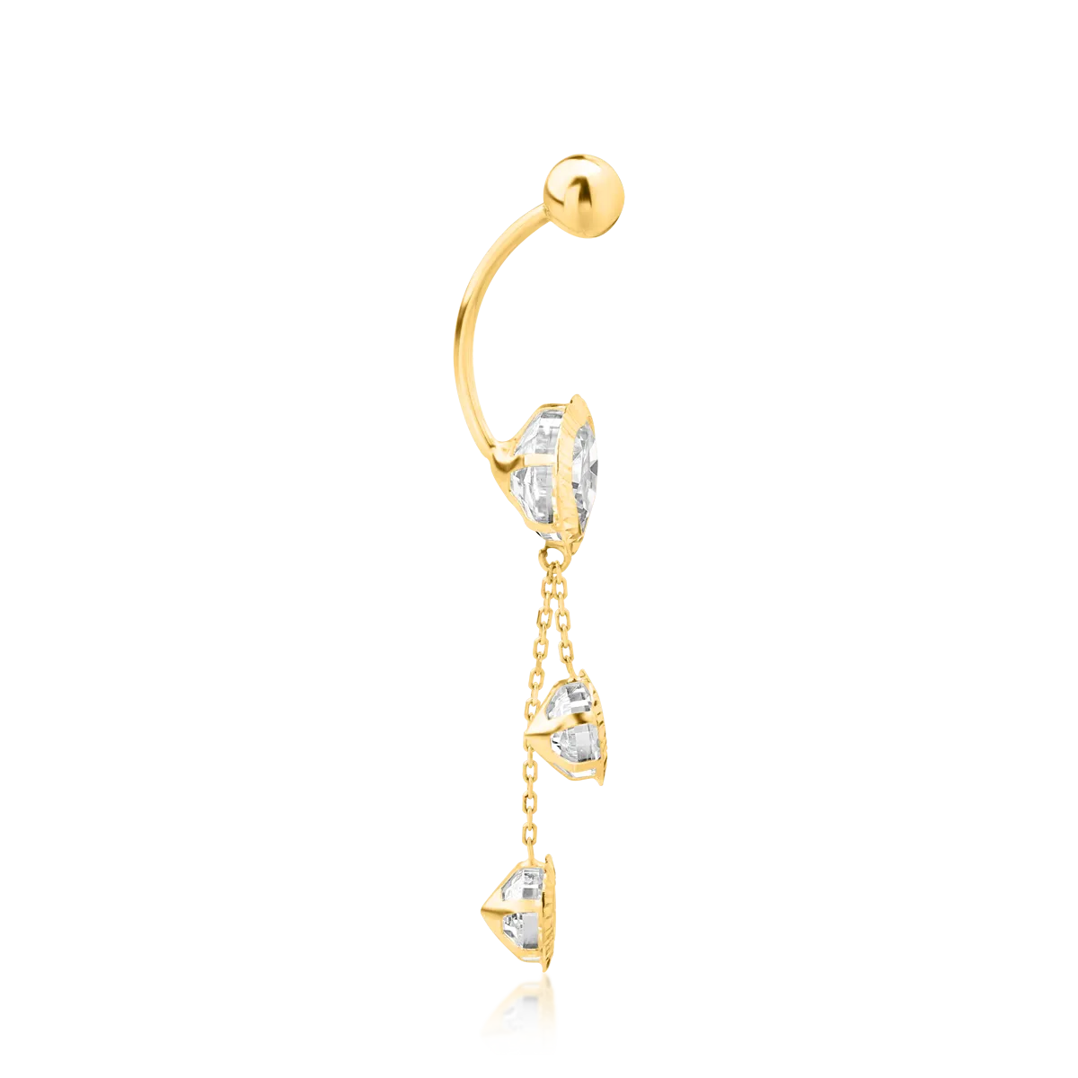 14K yellow gold belly-button piercing earring