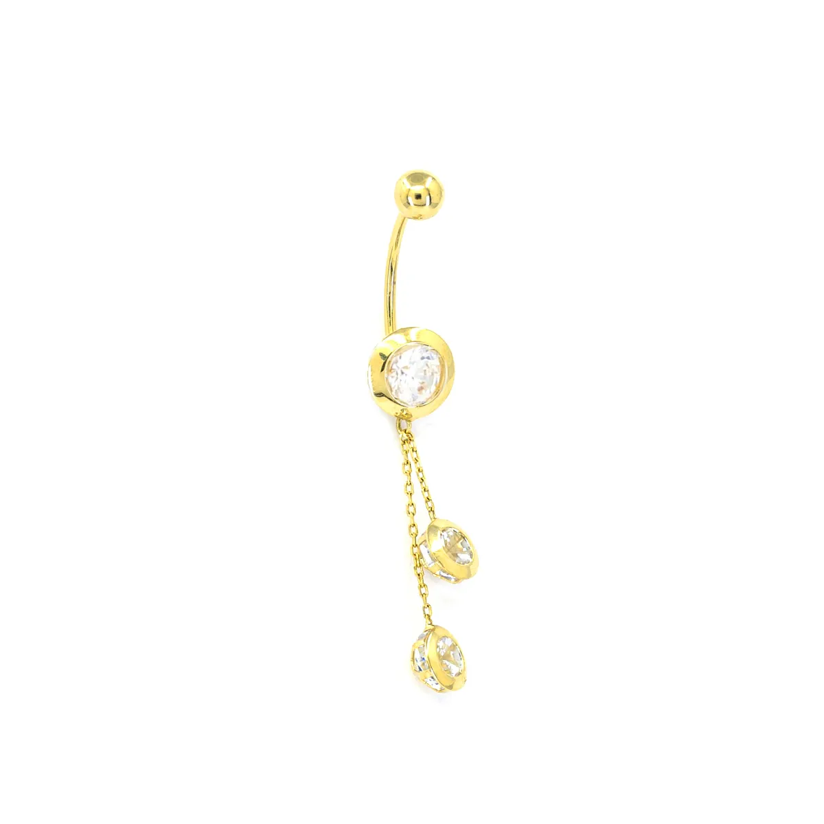 Cercel piercing pentru buric din aur galben de 14K