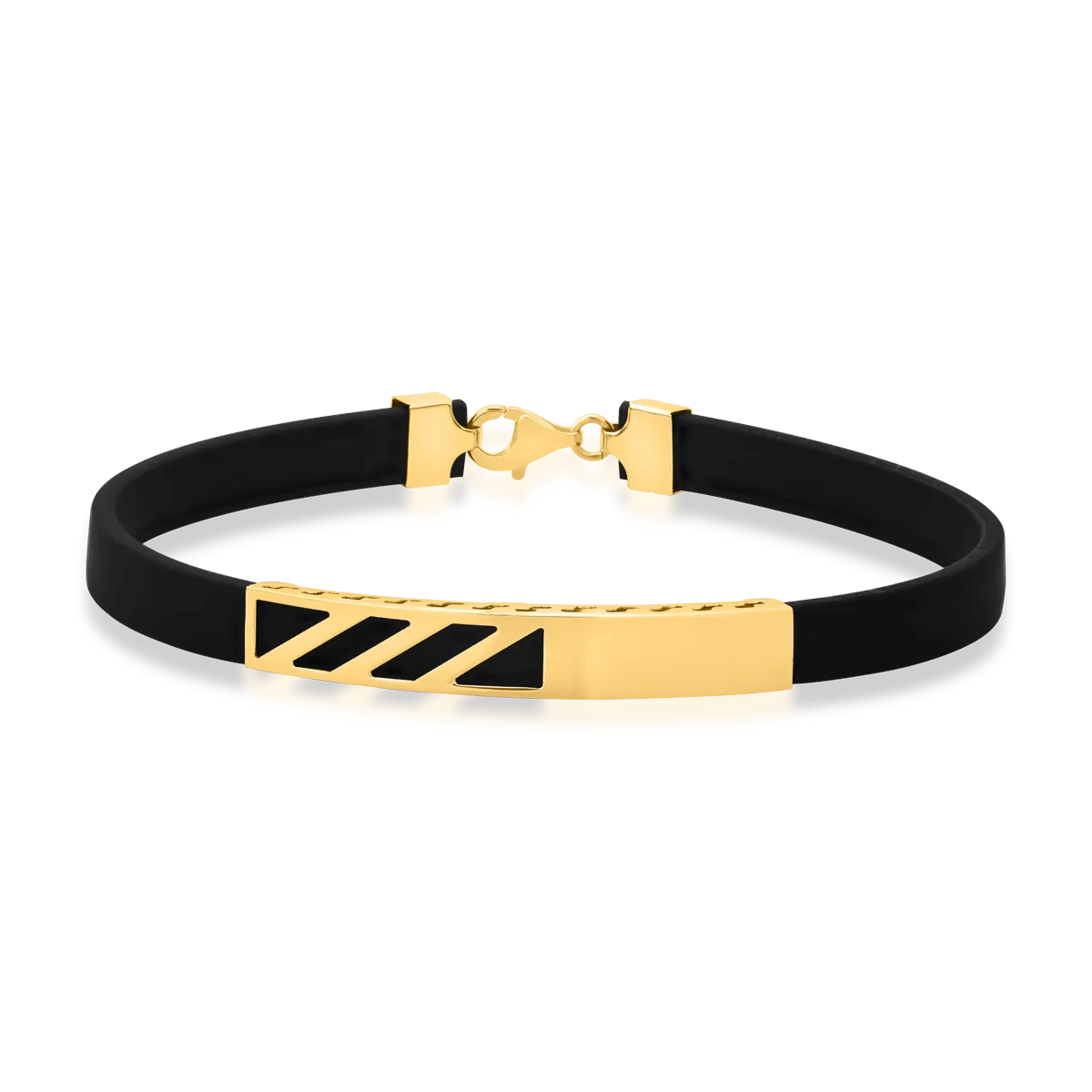 Silicone men's bracelet with 14K yellow gold plate