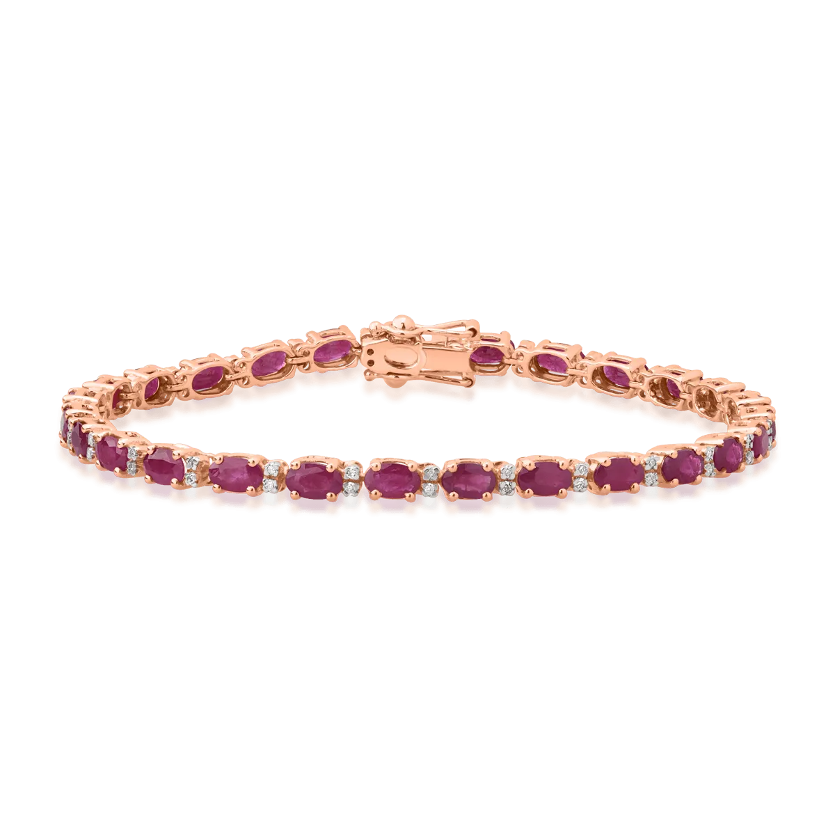 18K rose gold tennis bracelet with 7.76ct rubies and 0.34ct diamonds