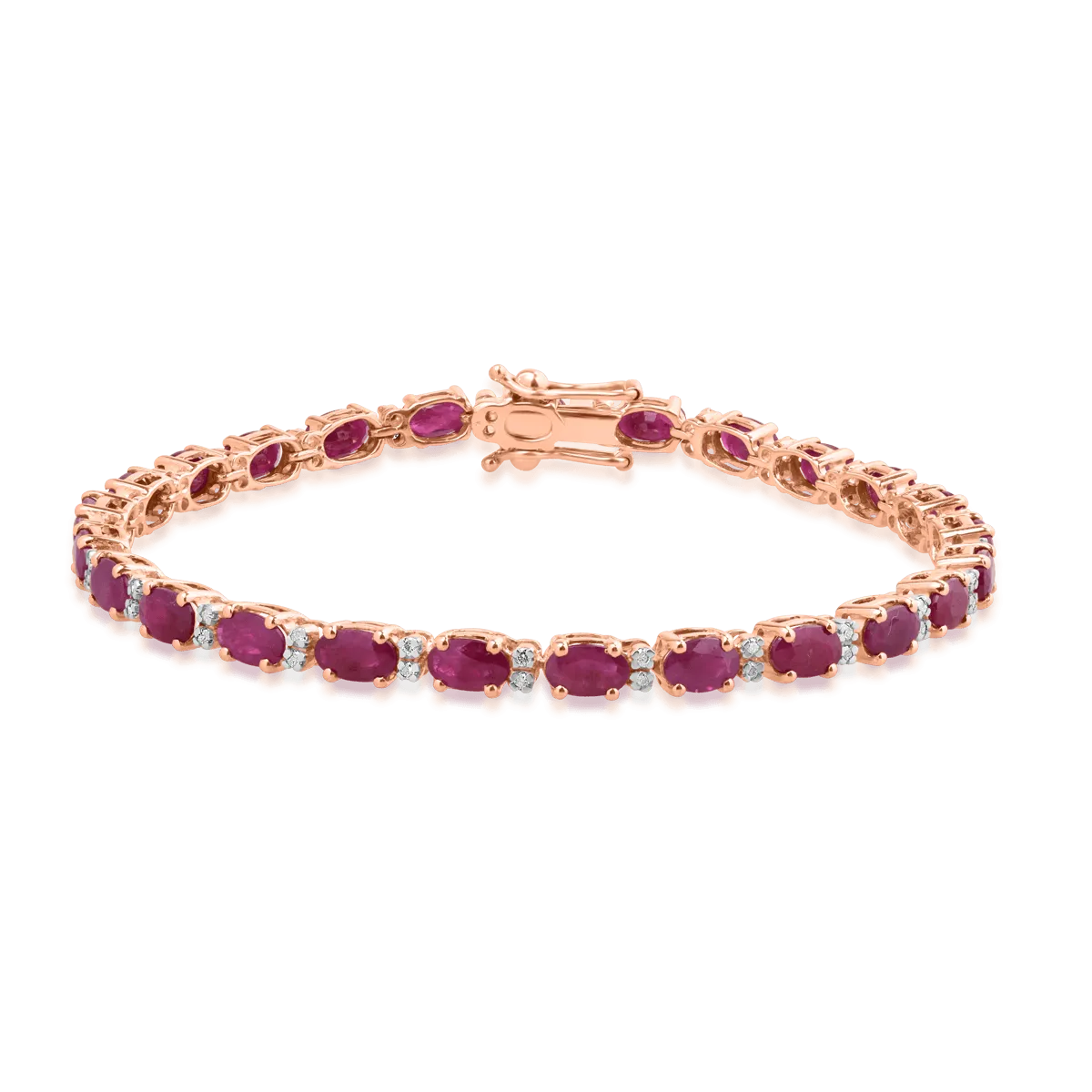 18K rose gold tennis bracelet with 8.82ct rubines and 0.28ct diamonds