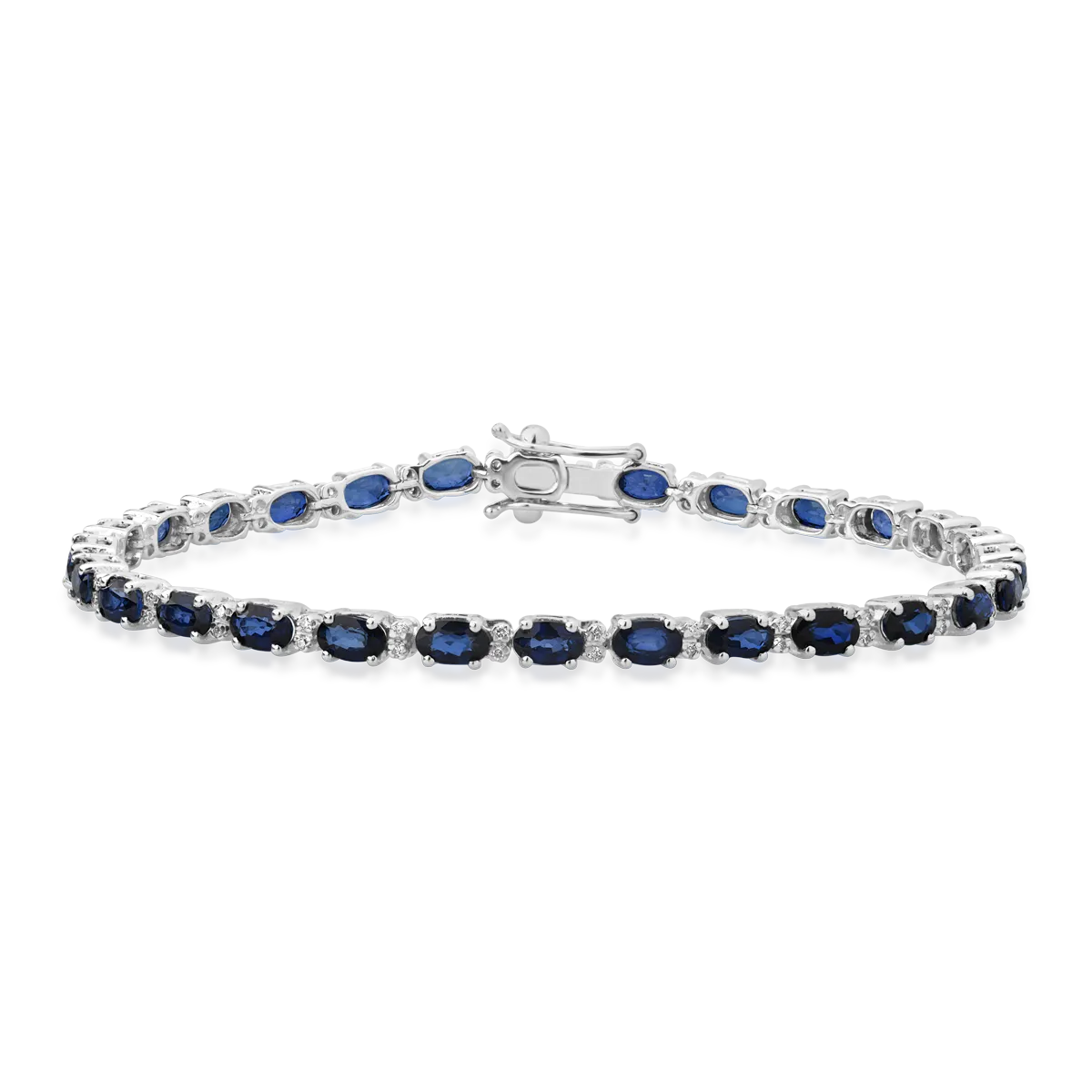 14K white gold tennis bracelet with 9.31ct sapphires and 0.28ct diamonds