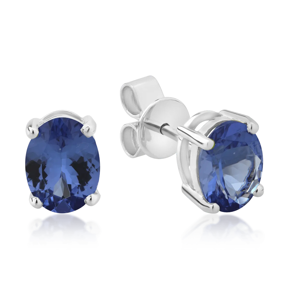 Cercei din aur alb cu tanzanite ovale de 2.43ct